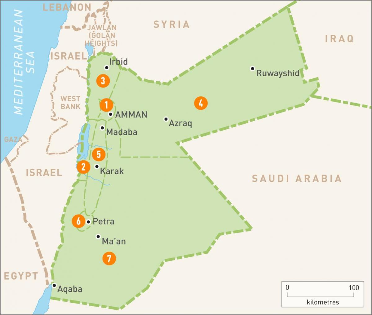 अम्मान जॉर्डन मानचित्र पर