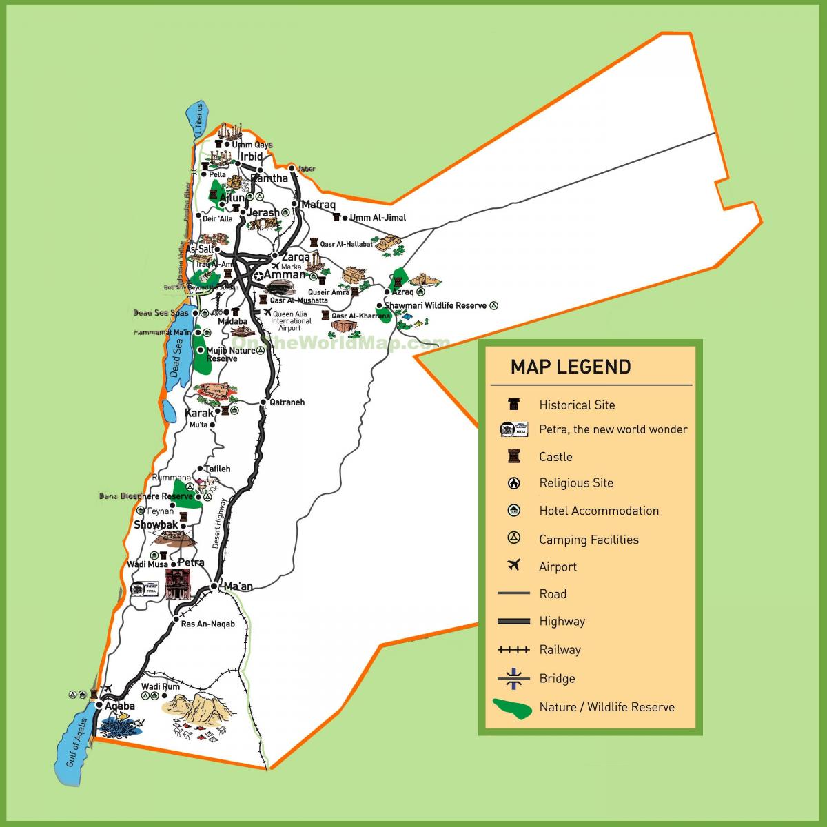 नक्शे के पर्यटक स्थलों